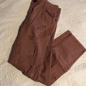 Ripped dusty rose skinny Jeans